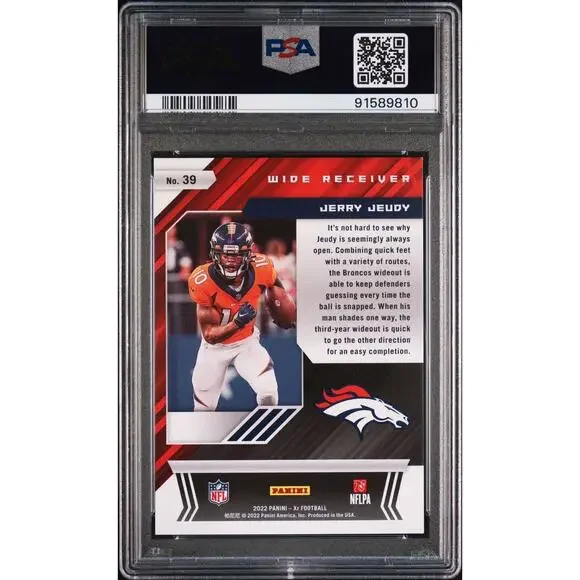 2022 Panini XR Jerry Jeudy Blue Parallel SP 182/199 Graded PSA 9 Mint - POP 1 - Picture 2 of 2